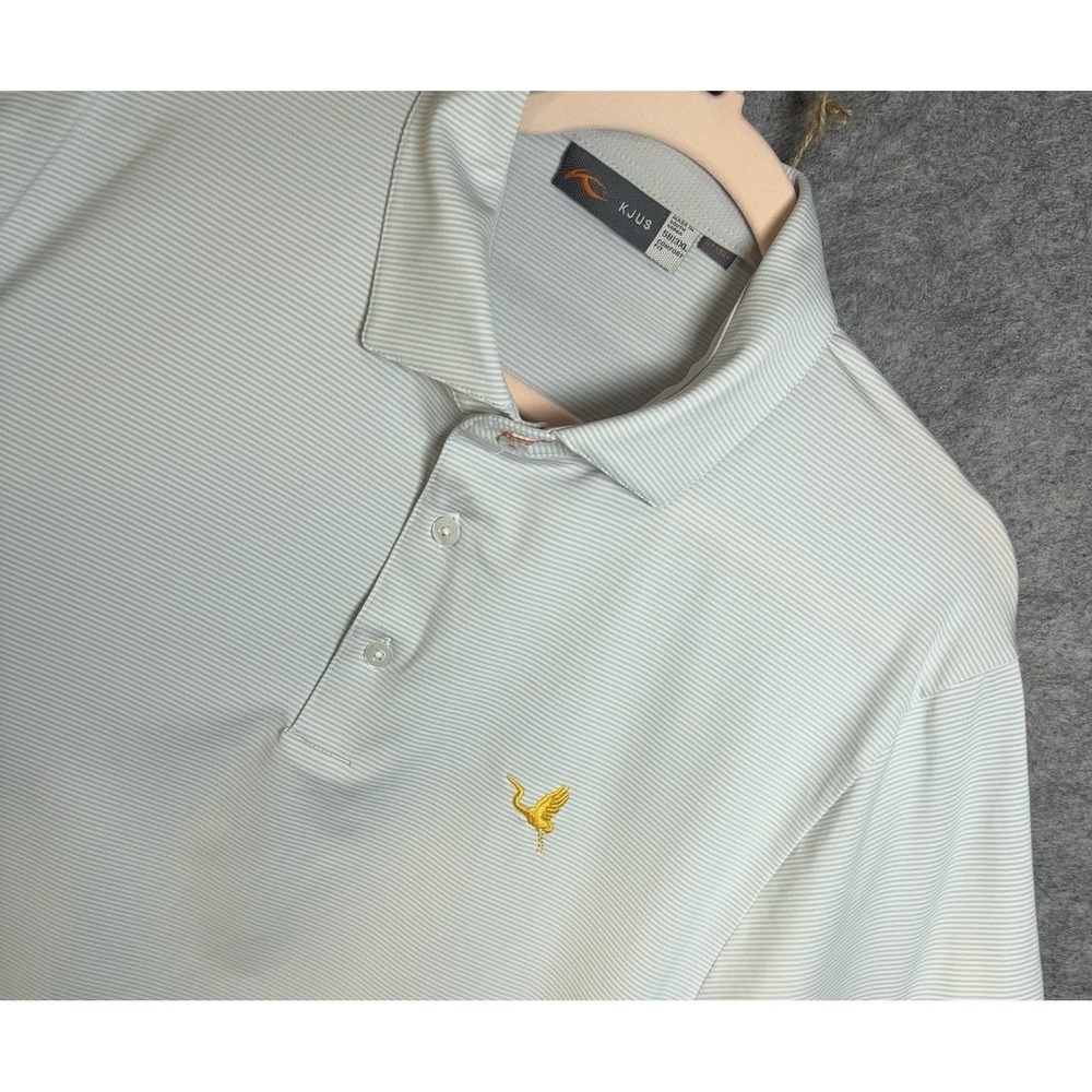 KJUS Polo Shirt Mens‎ 3XL Gray Striped UPF 50+ Short Sleeve Golf Stretch Logo